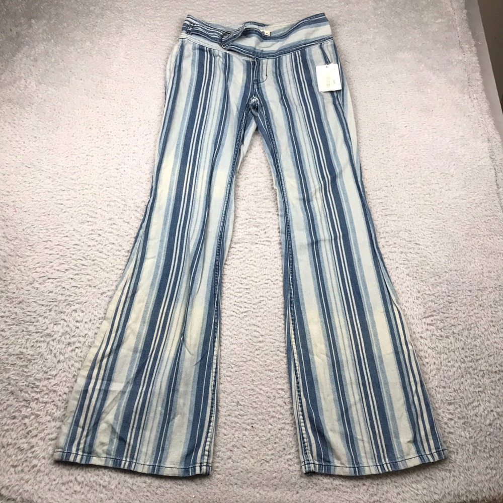 We The‎ Free People Journey Stripe Flare Jeans Womens 24 Indigo Belted NEW NWT